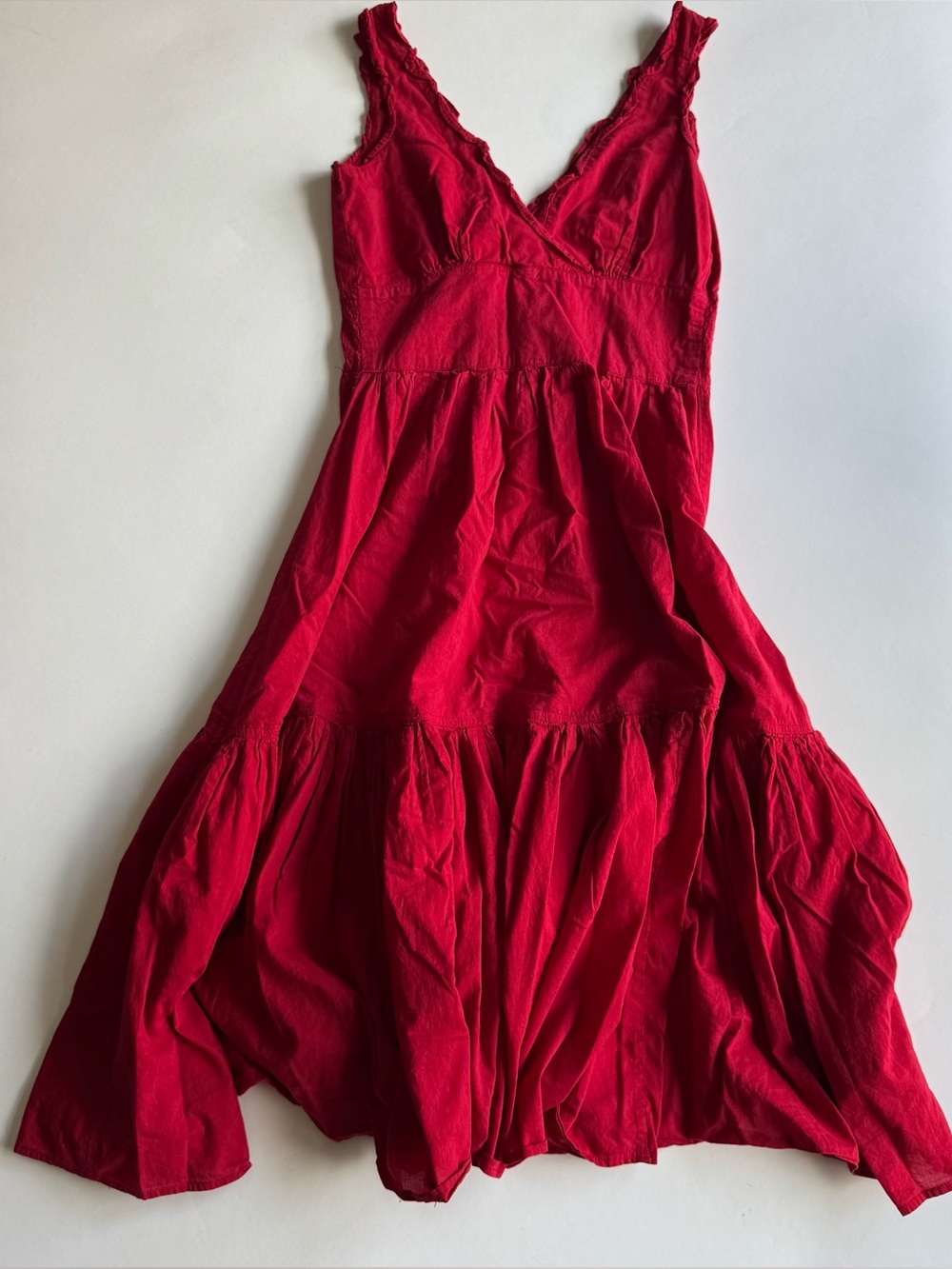 Odille Anthropologie 100% Cotton Red V Neck Dress